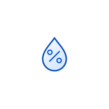 Moisture water droplet with percentage symbol for indoor humidity level