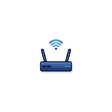 Dual antenna wireless Wi-Fi modem router broadcasting internet signal