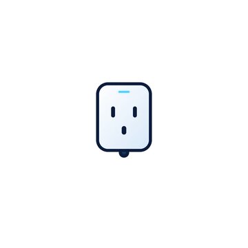 Smart wall plug adapter with socket pins and LED status indicator