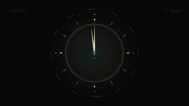 Abstract Animated Compass Dial Transforming Into A Minimalist Clock Face