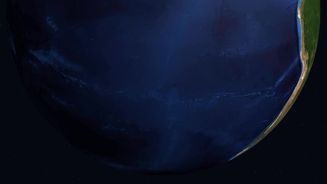 World globe animation zooming from space into Sydney Australia with city markers.