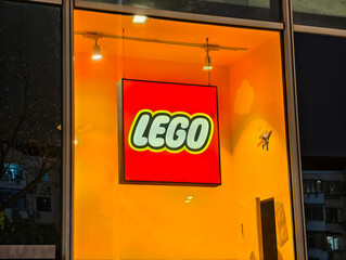Obraz premium Shanghai,China-Dec.13th 2025: LEGO brand logo shop sign 