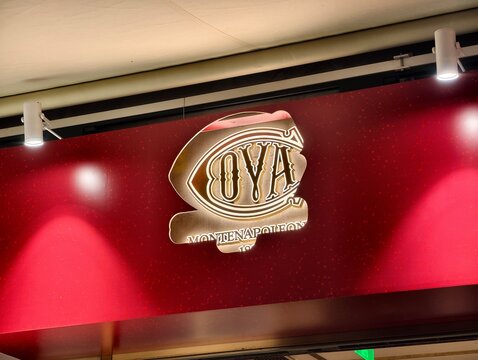 Shanghai,China-Dec.13th 2025: Caff&egrave; Cova brand logo store sign