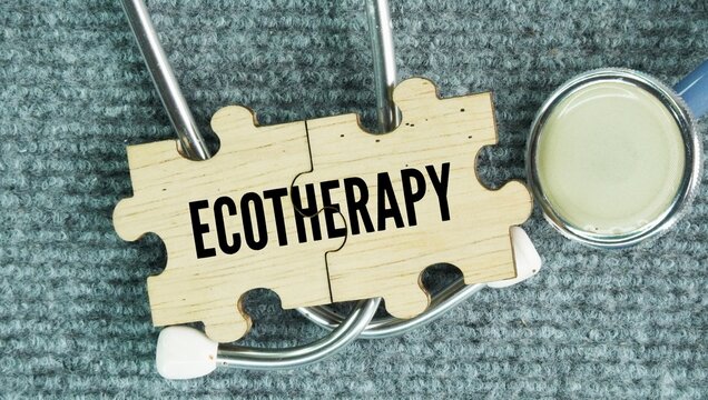 Stethoscope and puzzle with the word Ecotherapy. teach professionals how to design and guide healing outdoor experiences that connect human well-being with the natural world