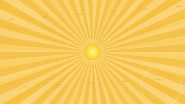 Yellow retro sunburst pattern background with radiating rays