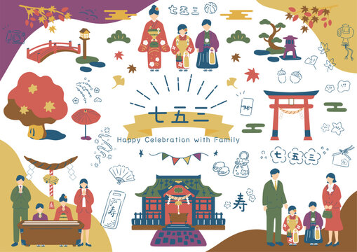 七五三を祝う家族