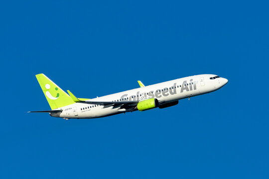 Solaseed Air Boeing 737-800 (JA67AN) passenger plane taking off from Haneda Airport