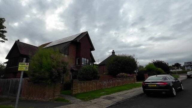 Car Mounted Wide Angle Camera Street View Footage of Ramsgate Beach and Ocean City of England, United Kingdom. Footage Was captured on 1st August, 2025 During Mostly Black Cloudy Day of Summer