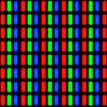 Macro Close Up of Glowing OLED Display Pixel Grid