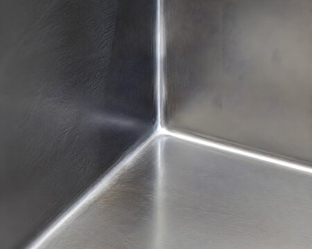 Finished ground steel corner with all welding marks blended into a smooth continuous surface