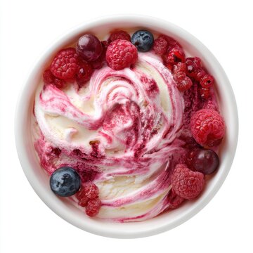 ice cream with yogurt berry parfait blend  isolated on a white background