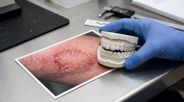 Forensic dentistry dental impression and bite mark comparison.