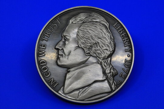Nickel coin with Thomas Jefferson portrait