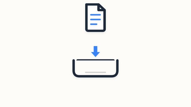 A digital vector icon representing a document being uploaded into a container or database system