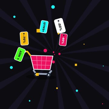 Black Friday Super Sale Shopping Cart Animation. 4K