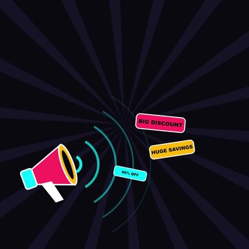 Black Friday Sale Animation Megaphone Promotion Motion Graphic. 4K