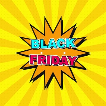 Comic Book Style Black Friday Sale Animation with Pop Art Speech Bubbles. 4K