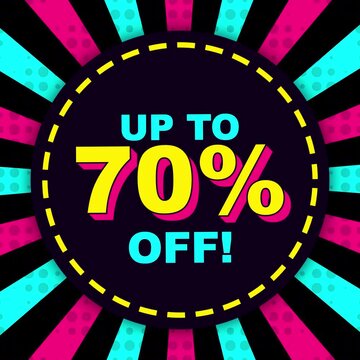 Black Friday Sale Animation with Vibrant Neon Retro Style Graphics. 4K