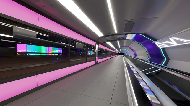A hyper futuristic subway station 