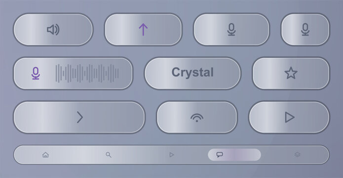 Minimalist flat ui control panel with crystal text and tech icons Vector