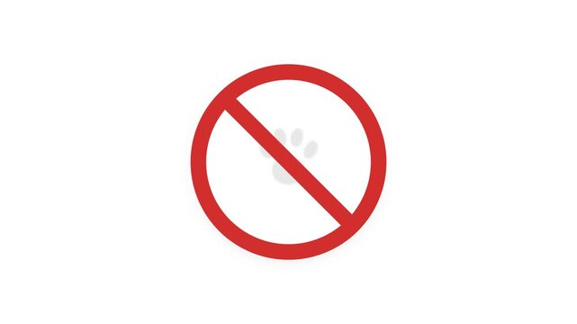 No Pets Paw Fade Radar Lock Sweep Warning Sign 4K Animation | Seamless Loop