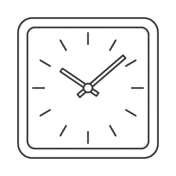Square clock face with hands