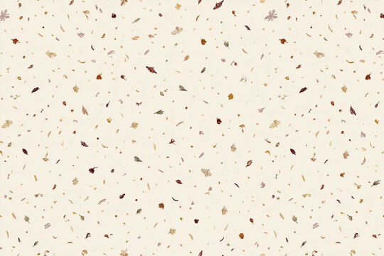 Delicate floral pattern small leaf beige background warm ivory tone subtle texture scattered botanical element soft autumn color seamless textile design