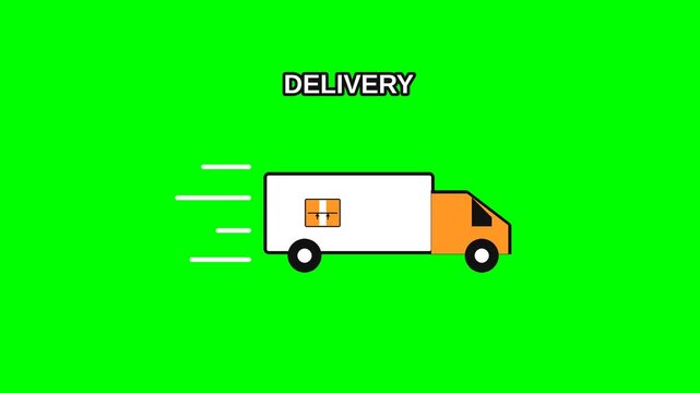 Package Delivery Process Green Screen Animation with Truck and Done Checkmark