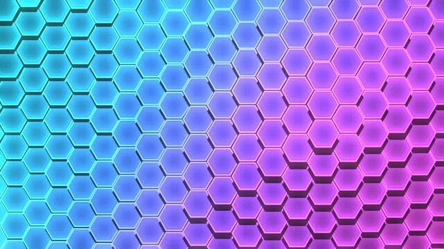 Neon Hexagon Wave Gradient Abstract Technology Background Animation