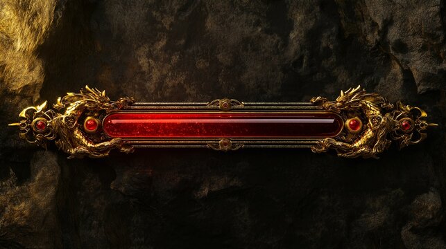 Gold Dragon-Adorned Health Bar UI Design for Fantasy RPG Games