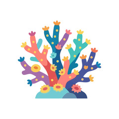 Fototapeta premium Colorful Hand-Drawn Underwater Coral Reef Icon Isolated on White Background