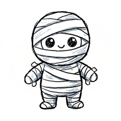 Obraz premium Hand Drawn Cute Halloween Monster Doodle Mummy Illustration 
