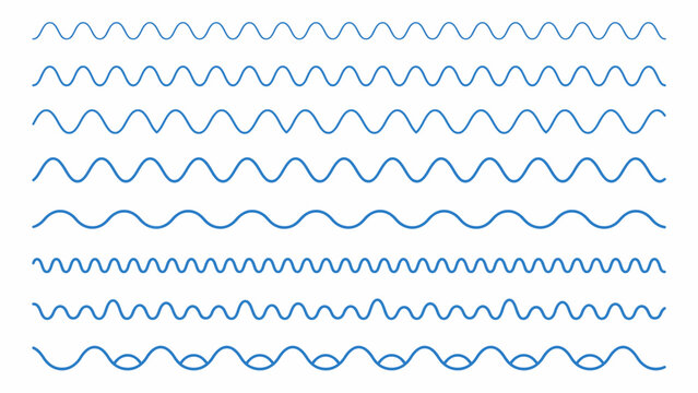 A collection of wavy lines presents a clean vector illustration on a white background wave pattern sinusoidal undulating linescape