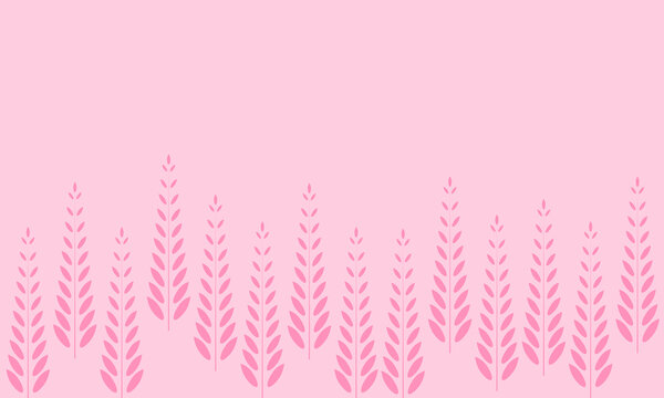 A pink background and leaves positioned beneath the pink color.