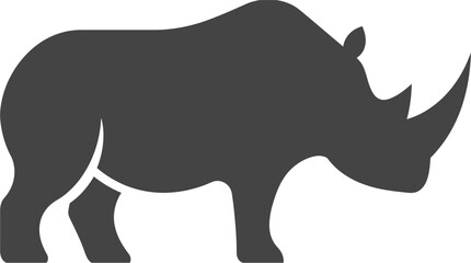 Minimalist rhino silhouette icon representing wild African savanna wildlife and conservation for nature design projects and animal education graphics © Isna