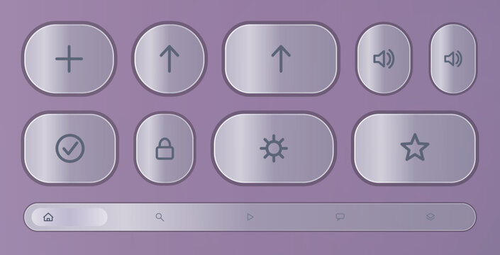 Flat ui icons set with various functions on purple background Vector