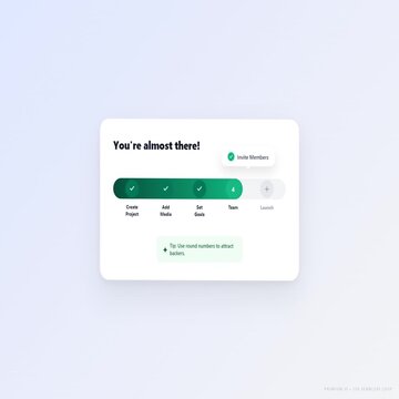 Checkmark Tooltip Project Setup Progress Bar Green Minimalist UI