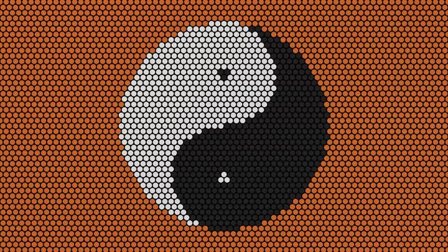 Tai Chi yin and yang lattice rotation and deformation abstract animation