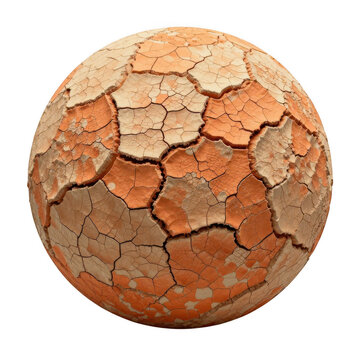 Abstract sphere of cracked parched dry earth ground texture with cracked soil