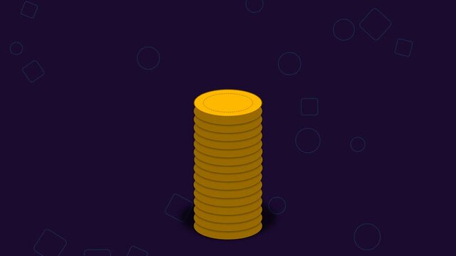 Isometric Gold Coin Stack Animation For Financial Growth Concept