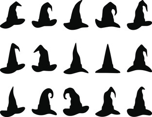 Obraz premium Black witch hats set with various styles