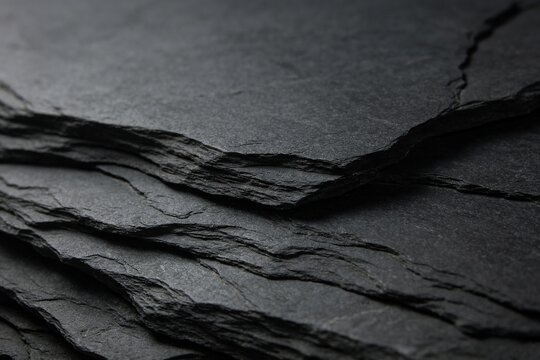 Abstract Slate Stone Texture, Dark Gray Layered Metamorphic Rock