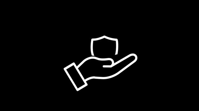 Open empty hand gesture line art vector icon on black background