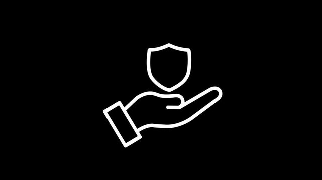 Empty open hand gesture line art vector icon against black backdrop