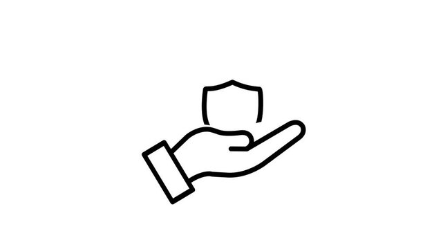 Open empty hand gesture outline vector icon on white background