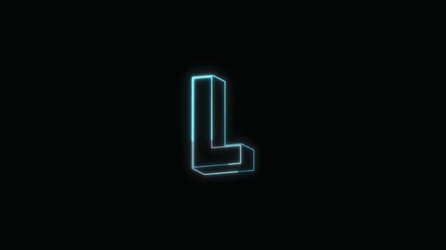  Alphabet L Neon Text Seamless Loop 4K with Black Background Animated Promotional Typography for Video Editing