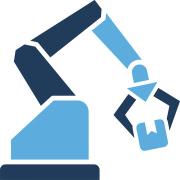 Robotic warehouse picker arm icon for automated fulfillment systems