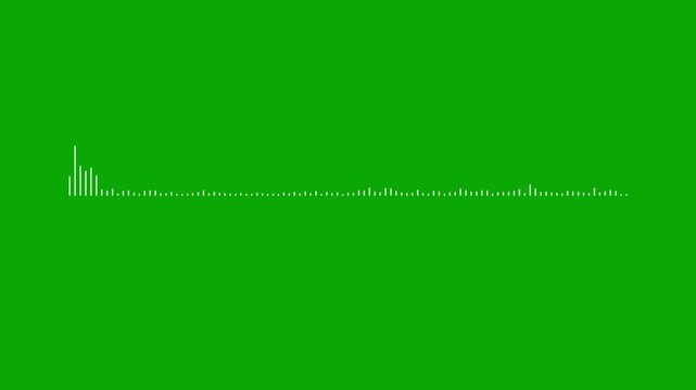 Dynamic waveform animation, white audio spectrum, gr een background, music equalizer bars, podcast motion graphic, sound frequency overlay, digital visualizer, hd stock footage, 4k