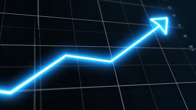 Glowing blue graph line showing progress on dark grid