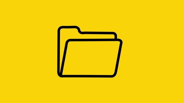 Minimalist folder icon vector illustration on solid yellow background